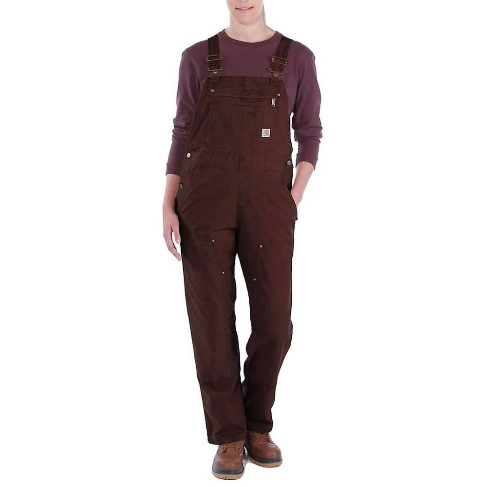 CARHARTT Crawford Bib & Brace Loose Fit Womens Size S Dark Brown Overalls Canvas